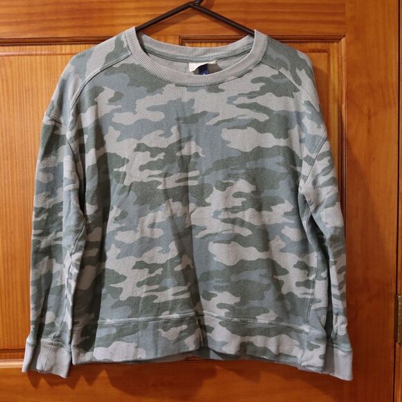 Universal Threads Camo Print Fleece Lined Pullover Sweatshirt Medium Boxy - Picture 2 of 8